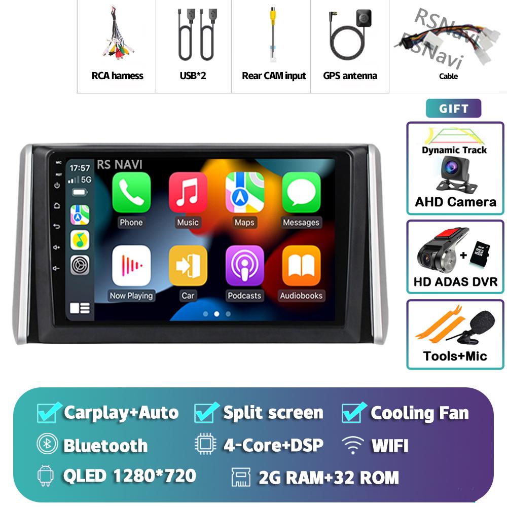 Android 14 Carplay Car Radio For Toyota RAV4 XA50 2018 - 2020 Multimedia Video Player Navigation GPS Stereo 2Din DVD 360 Camera