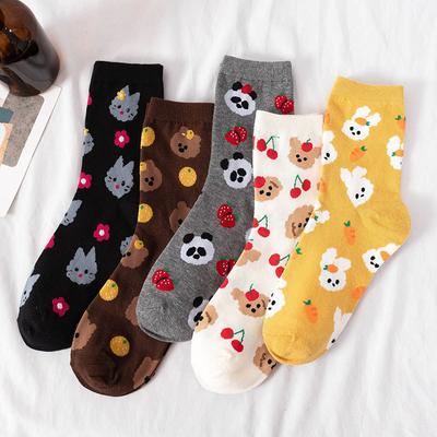 Chaussettes Femme Kawaii Dessin Animé Ours Chien Animaux Coton Style Japonais Coréen Printemps Automne Chaussettes Drôles Femmes 12801