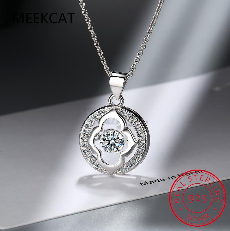 Moissanite Necklace Halo Pendant 0.5ct 925 Silver D VVS1 Lab Diamond Necklace Colar de Prata for Women Party Gift