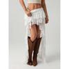Gonna Corta Estiva da Donna Sexy Irregolare Stile Denim Patchwork di Pizzo Monocolore