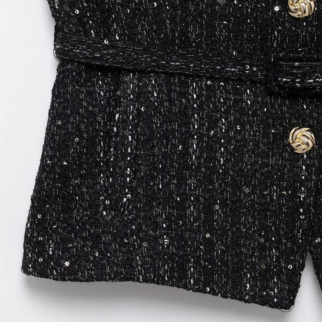 2025 Spring Women's Slim Textured Vest and Single-Breasted Cardigan