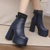 Women's High-heeled Short Boots Sexy European and American Style Autumn and Winter Waterproof Table Thick-heeled Large-size Roman Boots