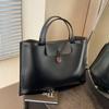 Simple and large-capacity handbag bag women's new fashionable retro tote bag solid color commuting handbag