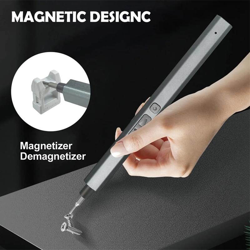 Precision Electric Screwdriver Set 30 in 1 LED Mini Power Tools 5 Torque 5/32 Inch Hex Magnetic Bits for PC Phone Glasses Repair