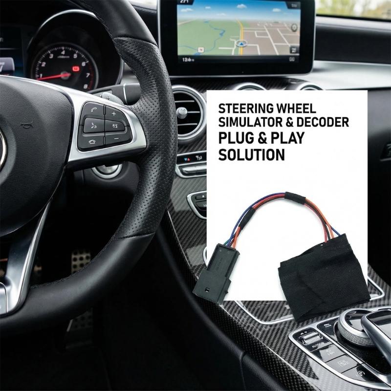 ABS Construction Steering Lock Bypass Simulator Cable Easy Installation for TTRS Steering Wheel Emulator Decoders