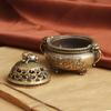 Pure Brass Antique Fortune-Bringing Pixiu Home Decor Double-Eared Three-Legged Cauldron Sandalwood Incense Burner