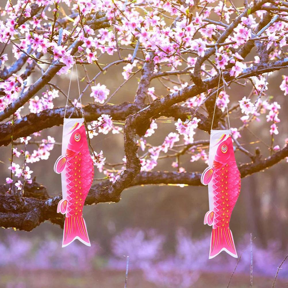 

6 Pcs Japanese Carp Windsock Windsocks Flag Pendant Decor Decorative Garden Flags Warp Knitted Fabric Outdoor 25.00X7.00X4.30CM