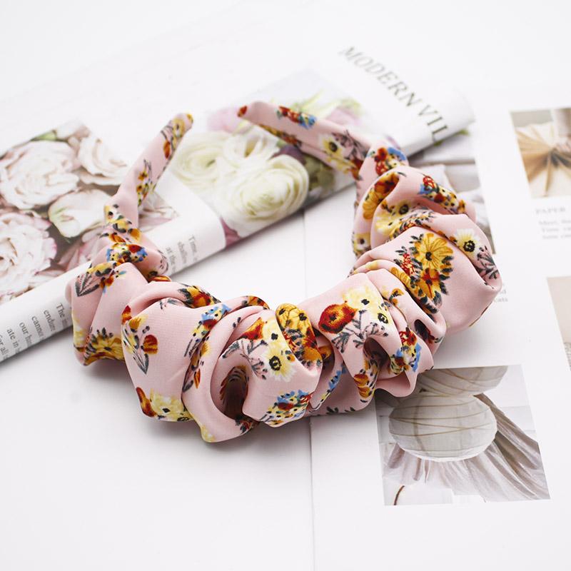 Lystrfac Neue Mode Druck Leopard Scrunchy Stirnband für Frauen Mädchen Trendiges Plissiertes Haarband Weiblicher Kopfschmuck Haaraccessoires