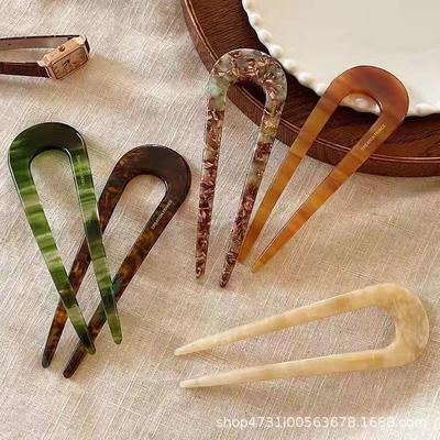 Fermacapelli Coreano a Forma di U in Acetato per Chignon - Clip Stile Moderno