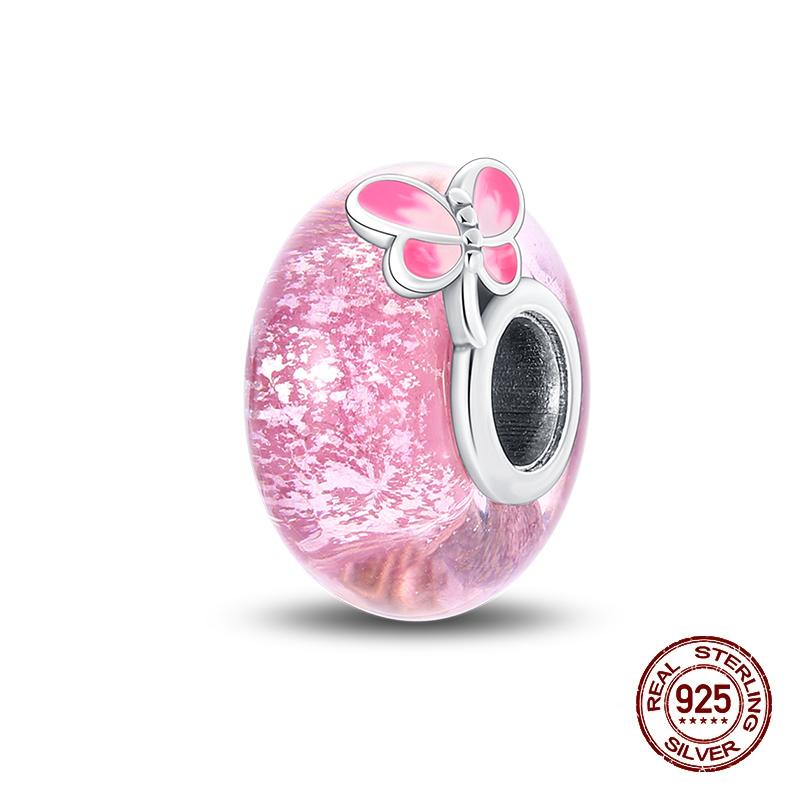 Classic Copper Colorful Butterfly Dolphin Luminous Glass Charms Beads Fit Original Bracelets Fine Diy Jewelry Gift