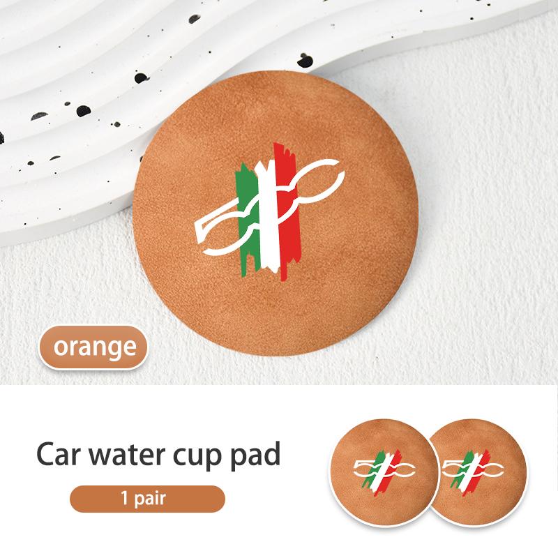 2pcs Suede Car Coaster Water Cup Drink Holder Anti-Slip Pad For Fiat For 500 595 500 695 500C 5CC 695C