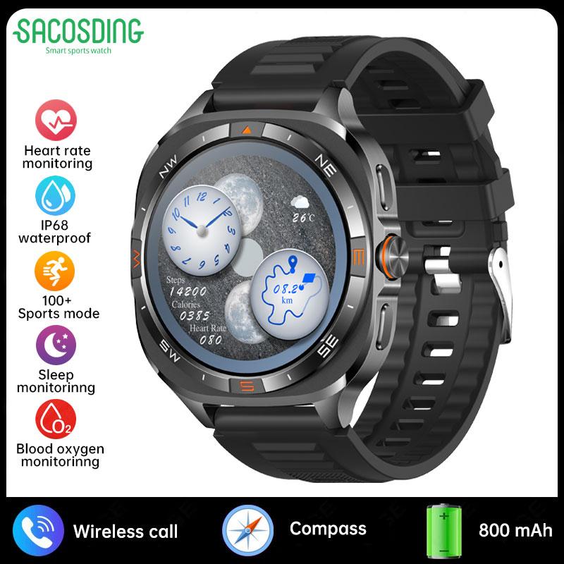 2026 Outdoor New 800mAh Battery Smart Watch Men IP68 Waterproof GPS Positioning Compass Altitude Air Pressure Bluetooth Call 100+ Sports Watch