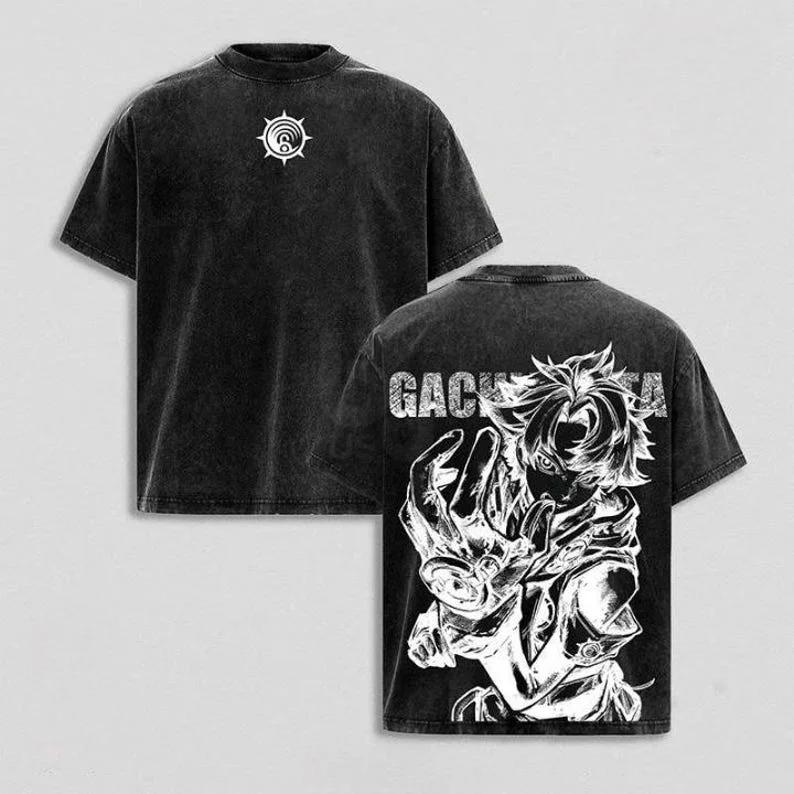 

Anime Lover Gachiakuta Vintage Washed Graphic Print T-Shirt Oversized Fashion Summer Men Women Street Casual Cotton T-shirt S