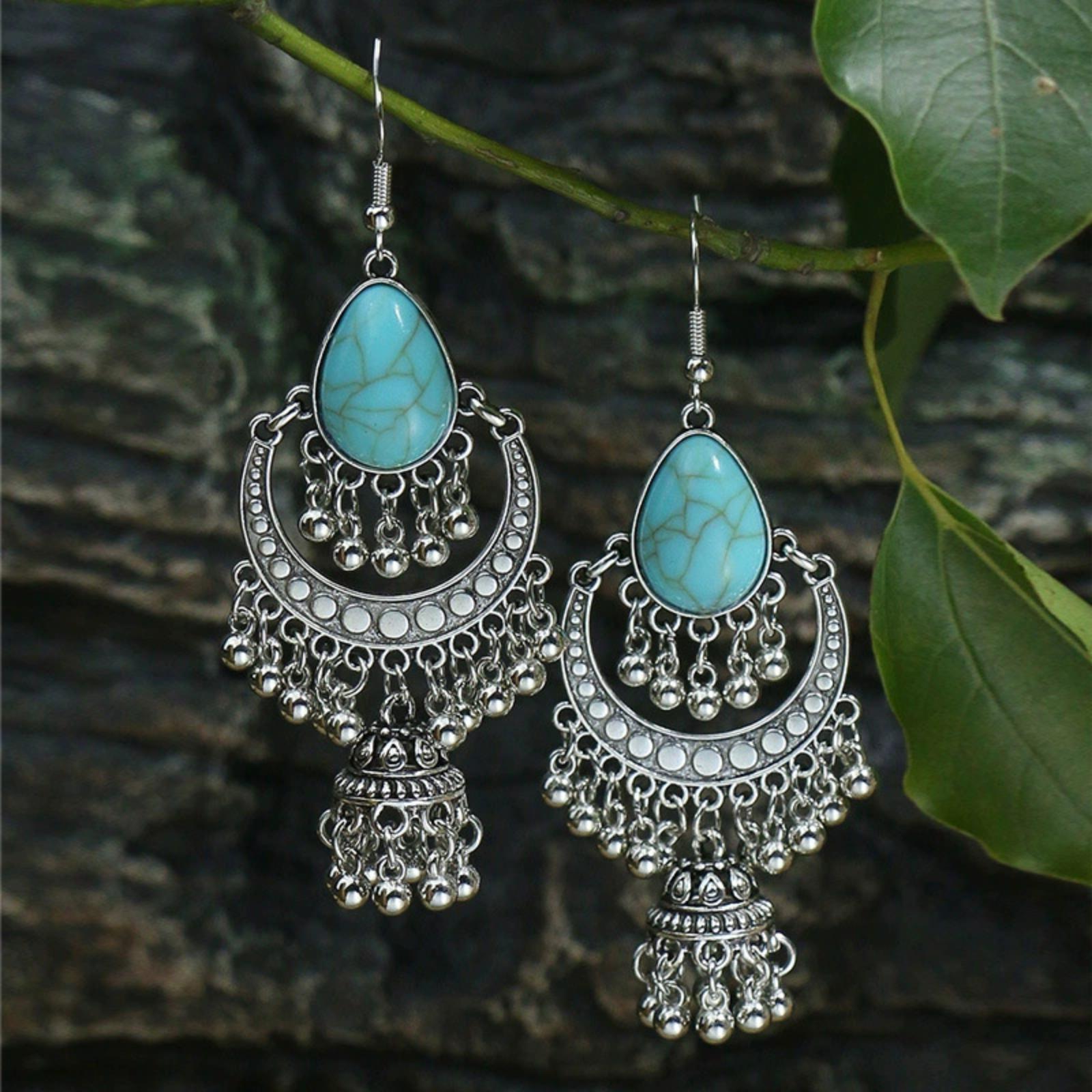 

Personalized Vintage Blue Crystal Women s Earrings Generous Earrings One Size синій