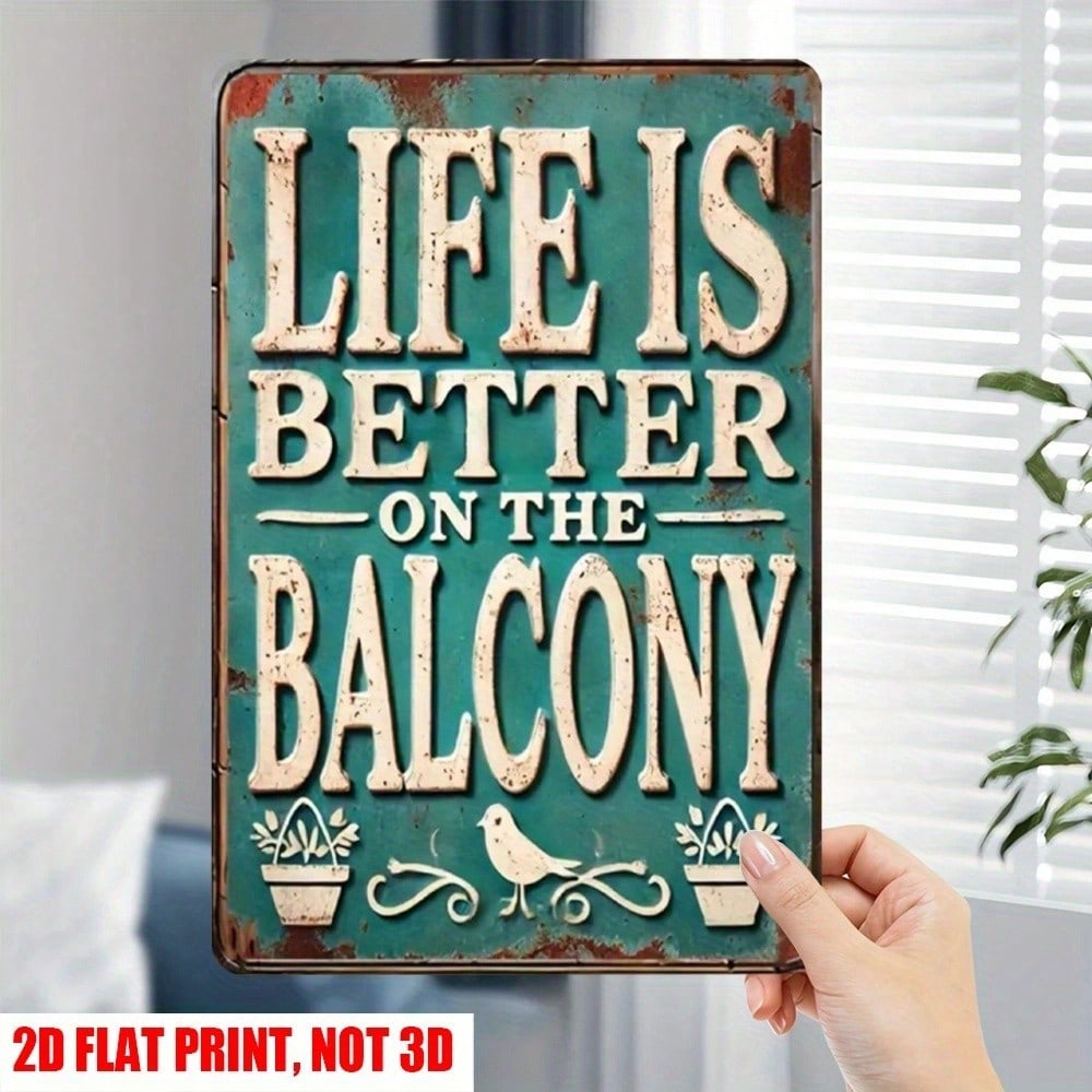 

Vintage Balcony Metal Tin Sign Retro Wall Art Home Decor 20x30
