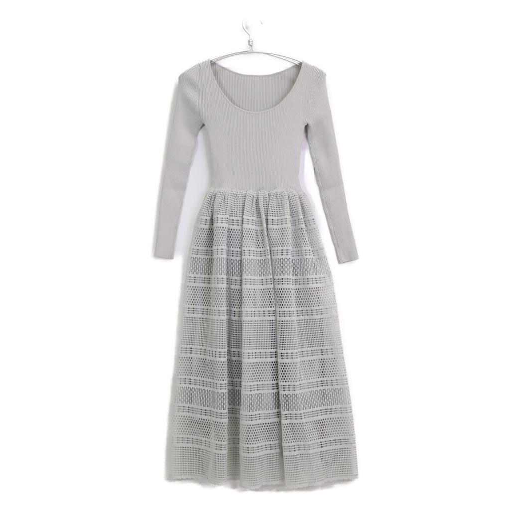 ESTNATION Excellent condition 4110911010172 Lace combination knit dress F grayUsed