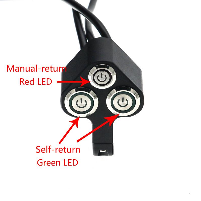 LMoDri Motorcycle Switch 7/8" Handlebar Mount Switches 12V On Off Light Fog Brake Switch 3 Button In 1 Aluminum Alloy With