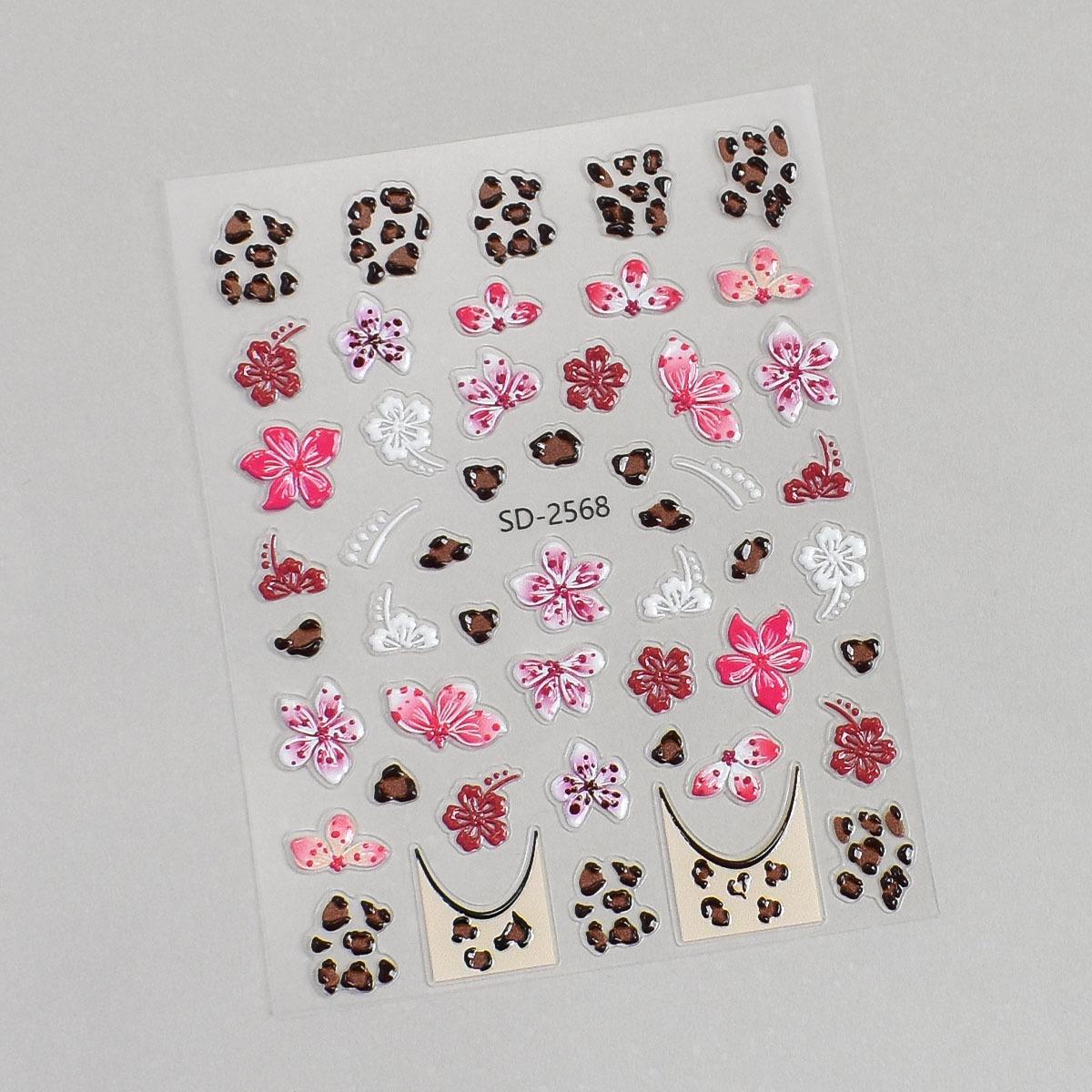 3D Maillard Leopard Print Lily Nail Art Stickers: Spicy & Sweet Style