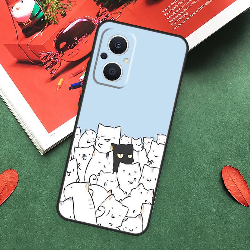 Cute Cartoon Cat Case For OPPO Reno 7 8 Lite 8T 10 11 12 13 Pro 12F 13F 14F OPPO Find X8 X6 X5 X9 Pro Cover