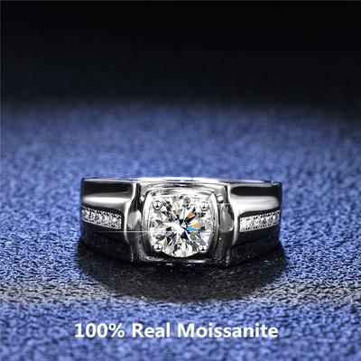 Moissanite D Color Ring 1 Carat 925 Sterling Silver 18K White Gold Solid Men Women Rings Wedding Party High Jewelry
