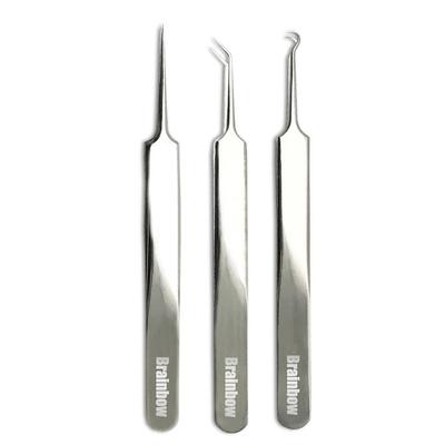 Brain Bow 3 Blackhead Tweezers & Blemish Remover Point Bend Jib Comedone Extractor Skin Care, 01 Silver, 1 Piece