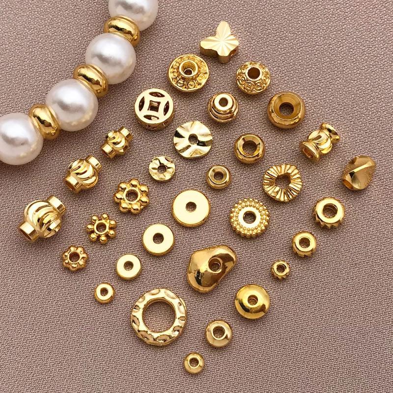 10-100Pcs Stainless Steel Gold Spacer Beads For Bracelet Jewelry Making Diy Flat Round Loose Beads Handmade Jewelry Supplies Cra