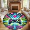Game on Print Round Rug, Washable Floor Carpet, For Entryway Dorm Laundry Room Office Study, Home Decor Birthday Christmas Gift