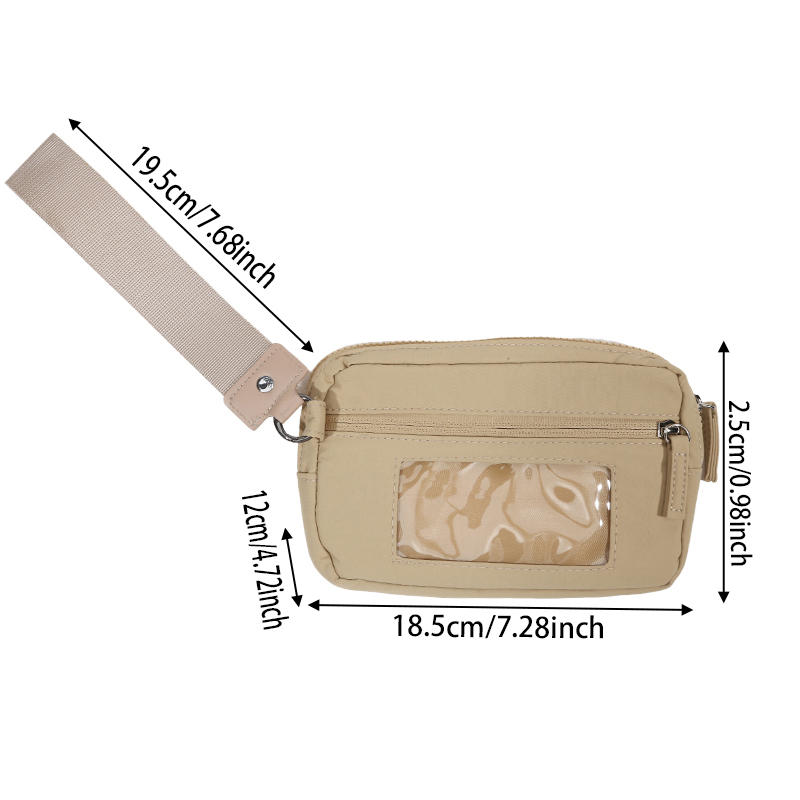 Women's Keychain Wallet The Wallet Zip Waterproof Nylon Card Wallet Pouch Wristlet Zip Card Case With Clear ID Window