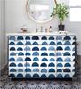 1pc Removable Boho Art Watercolor Brush Strokes Scallop Wallpaper,Blue&White Self Adhesive Wallpaper For Bedroom Wall Decoration