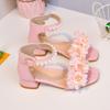 *Sandali Bassi Comodi Morbidi Per Bambini Con Fiori alla Moda, Perline, Moda Estiva, Sandali Eleganti Casual da Principessa