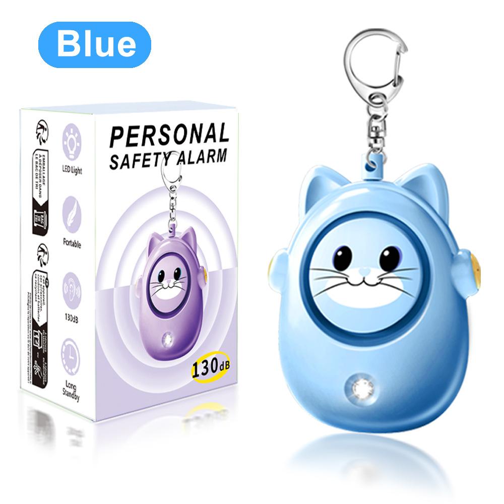 Cute Cat Personal Self Defense Alarm Light 130db Self Defense Siren Safety Alarm For Outdoor Women Girl Personal Keychain Alarm