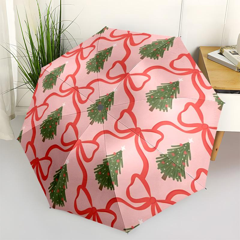 

1pc Christmas Tree Print Automatic Opening/Closing Folding Umbrella with 8 Ribs,Portable Sunshade Umbrella Birthday and Holiday gifts yy251231154