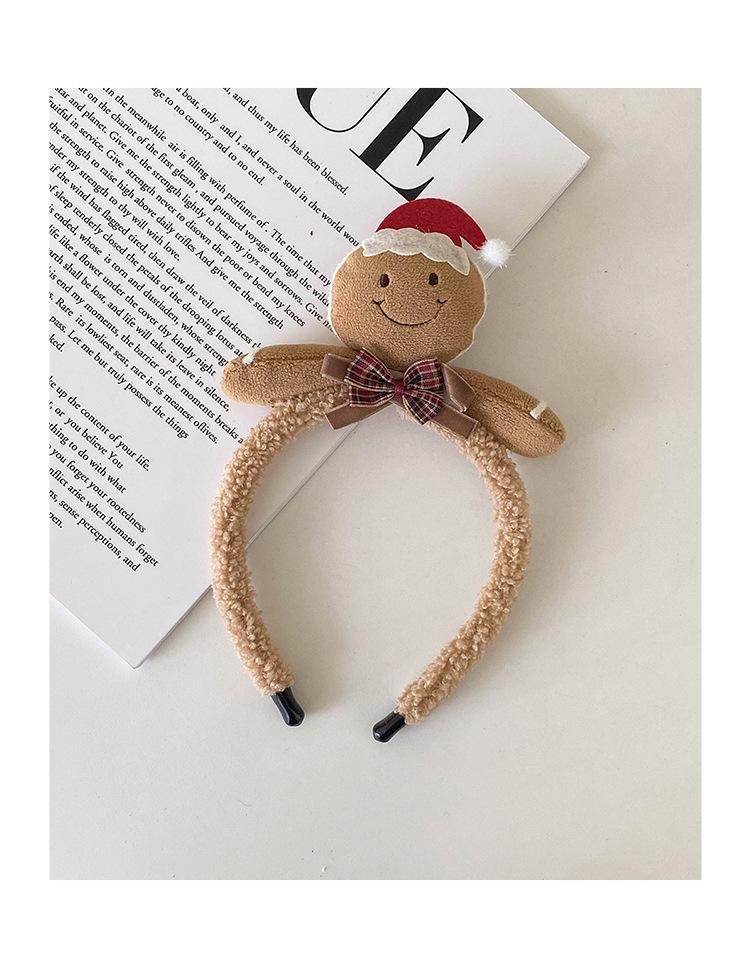 Christmas Gingerbread Man Hair Accessories: Cute Plush Headband & BB Clip Set
