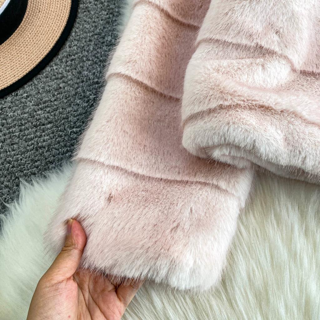 Autumn Winter Women Luxury Soft Mink Faux Fur Warm Short Jacket Diamond Button Single Breasted Christmas Outerwear Coat