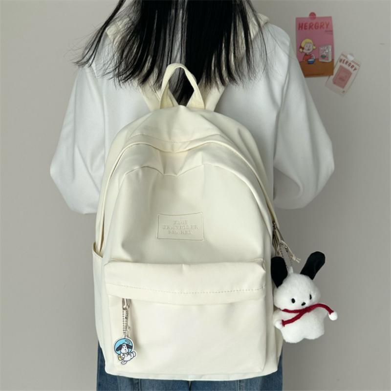 Simple Solid Color Schoolbag Large Capacity Student Backpack Campus Backpack Versatile
