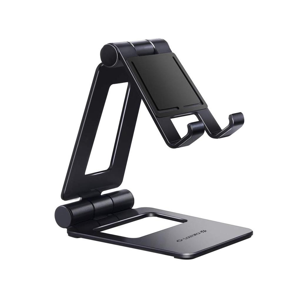 Glazata Aluminum Smartphone/Tablet Stand Foldable 270 Adjustable Desktop Smartphone Tablet Gray