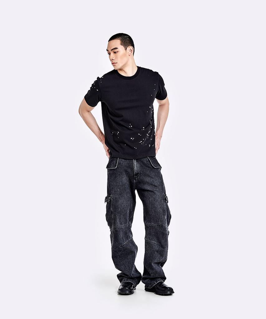 51Peosenteu Denim Cargo Pants - Washed Black