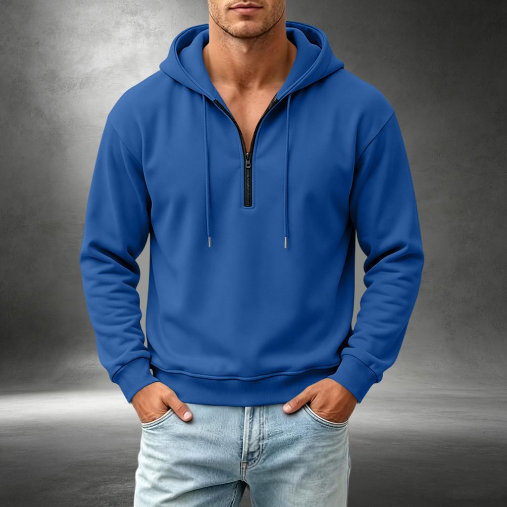 Men's Casual Quarter-Zip Hooded Sweatshirt for Everyday Wear