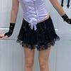 2023 Women High Waist A-Line Mini Skirt Lace Decoration Pleated Printed Punk Style Black Dress Club Party Wear Hot