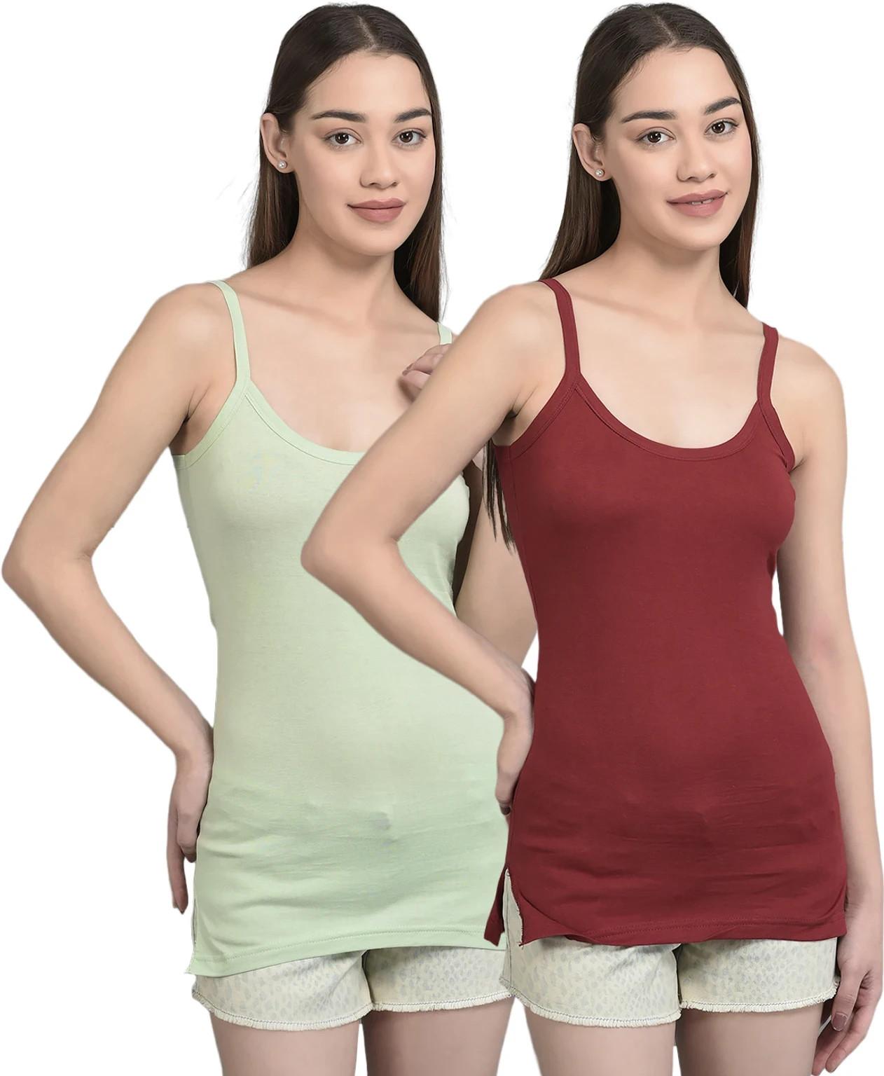 Women s Casual Wear Camisole Cotton Stretch Spaghetti Strap Tank Top Pack Of 2 S разноцветный