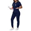 Women's Loose And Comfortable V-neck Short Sleeved Workwear With Tie Up Top And Waist Cinching Beauty Suit Set