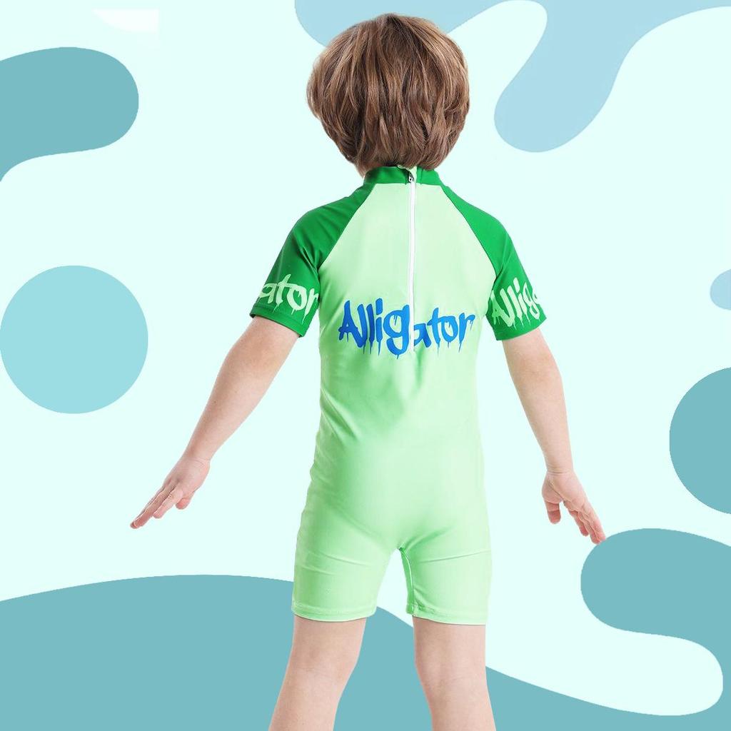 Boys' Crocodile Print Short-Sleeve One-Piece Swimsuit 2025
