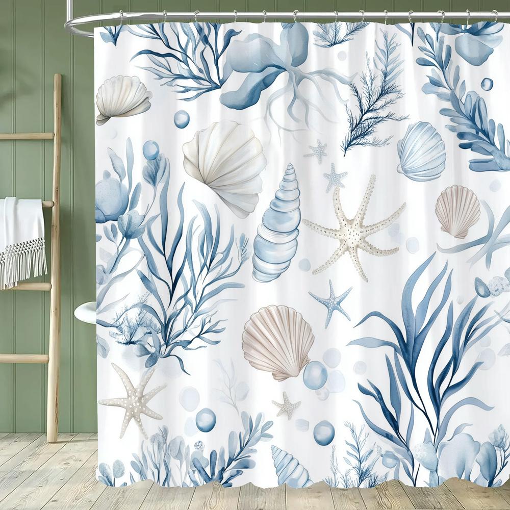 Underwater World Dolphin Turtle Shower Curtain,Ocean Animals Polyester Fabric Bathroom Curtains for Home Decoration Curtain