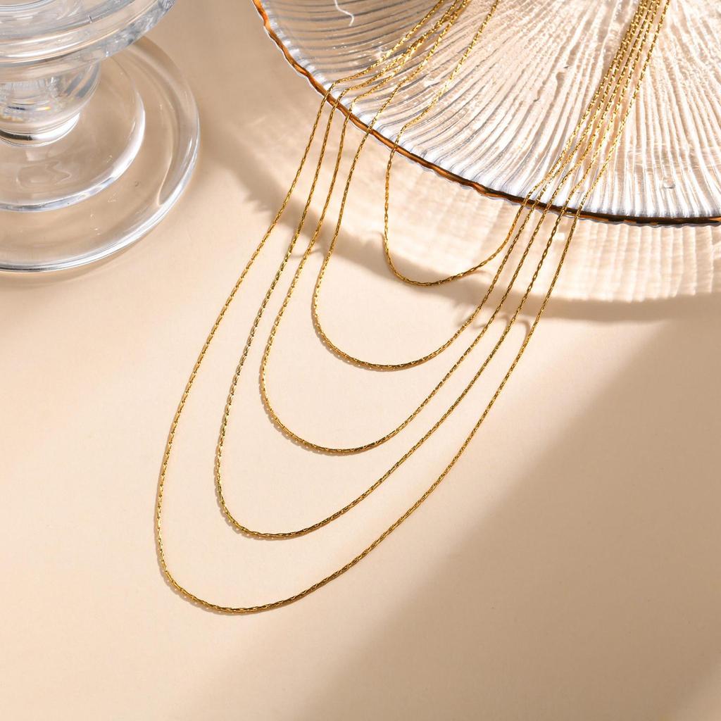 Women's European & American Multi-layer Stainless Steel Gold Necklace - Quanxi Shui NC-1865