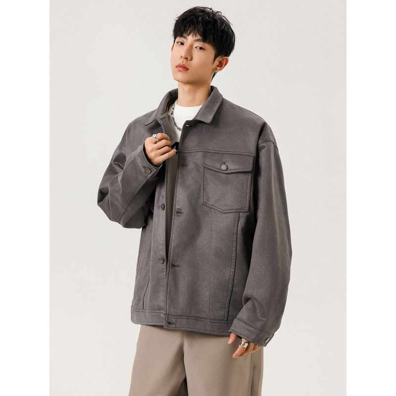 Wassup American Retro Jacket for Men, Autumn and Winter 2026 New Style, Distressed Loose Workwear Lapel Jacket for Teenagers