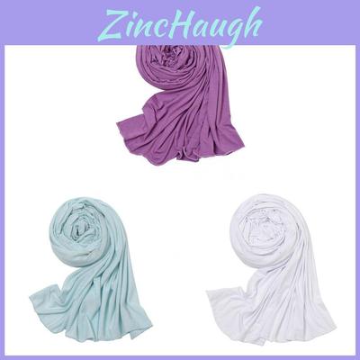 Light Cotton Monochrome Scarf Wrap With Stretch Breathable Fabric For Casual Wear