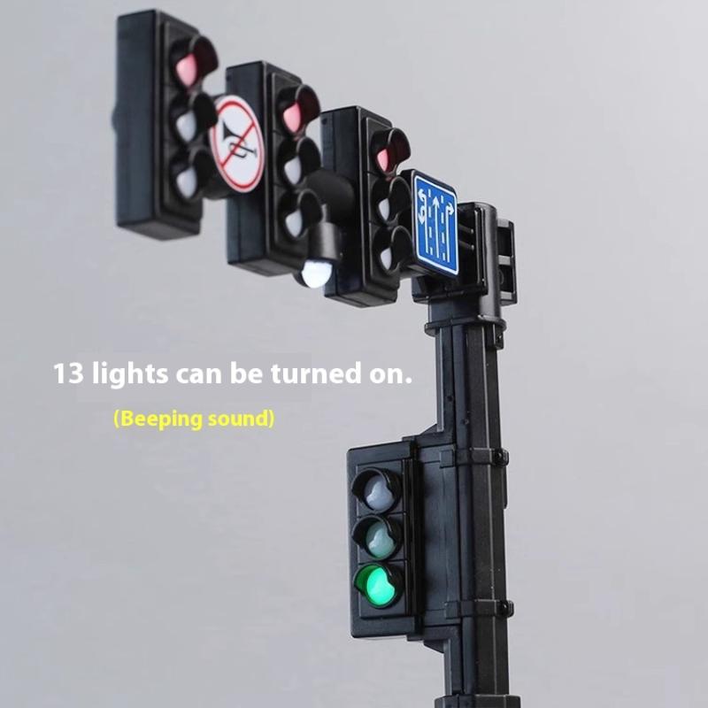 1Pcs Lamp Block Brick City Street View Parts Safety Dducation Traffic Light Toy Signpost Barrier Speed Indicator Warning Gifts