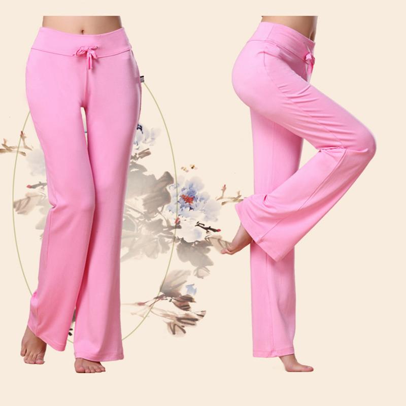Women Solid Color High Waist Drawstring Wide Leg Long Pants Yoga Dance Trousers Wide Leg For Yoga Running Jogging Gymnastics