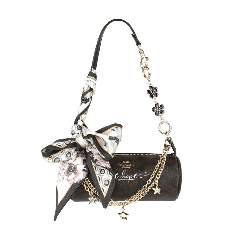 

COACH shoulder bag [Customized bag] Nolita 20 Jiuqi Moju Xiaoxiongyu brand logo zipper closure PVC portable small size women s dark Moju Little Bear коричневий