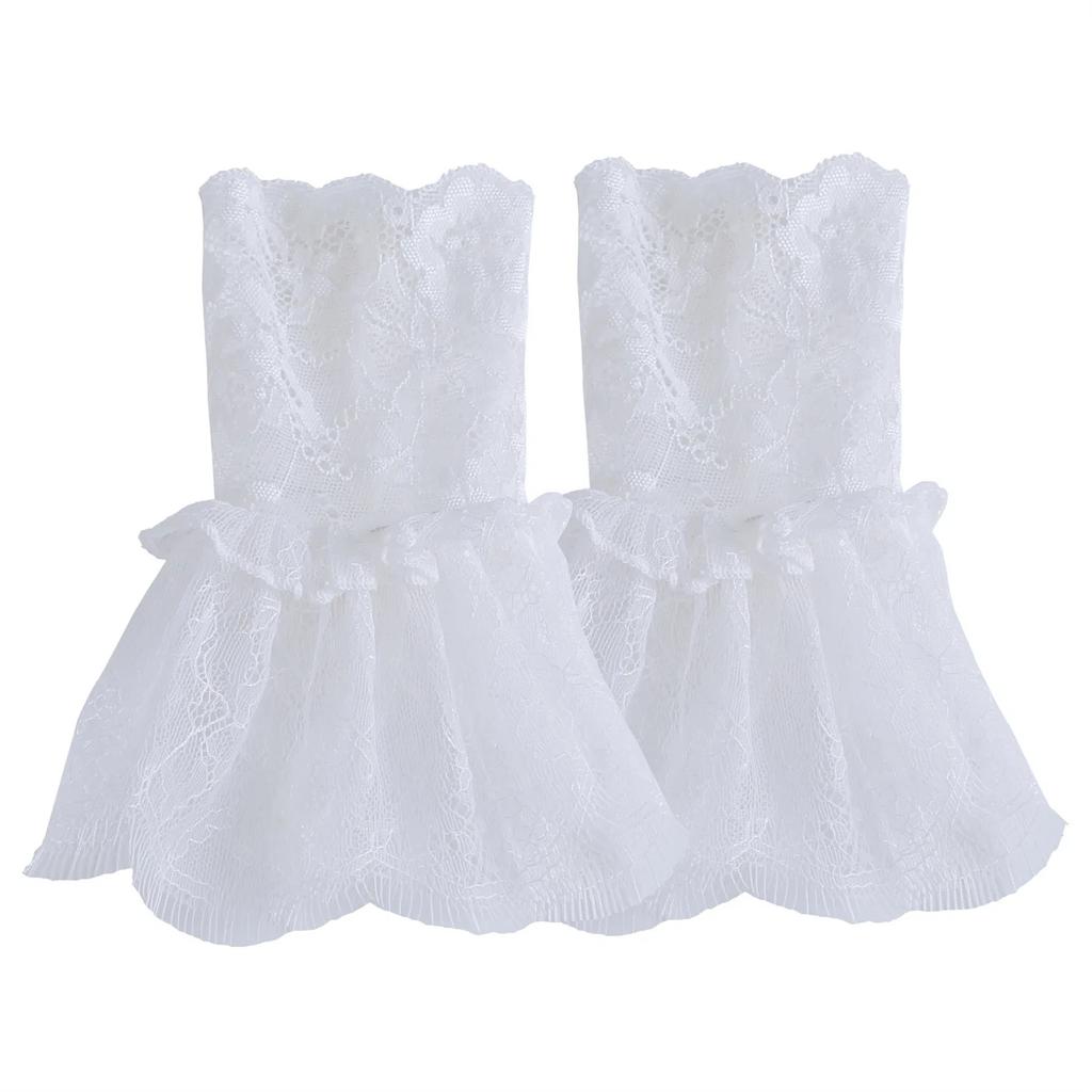 Lace Floral Detachable Cuffs for Women Fake Sleeve Cuffs Floral Pleated Flare False Cuffs Extension Wristband Accessory